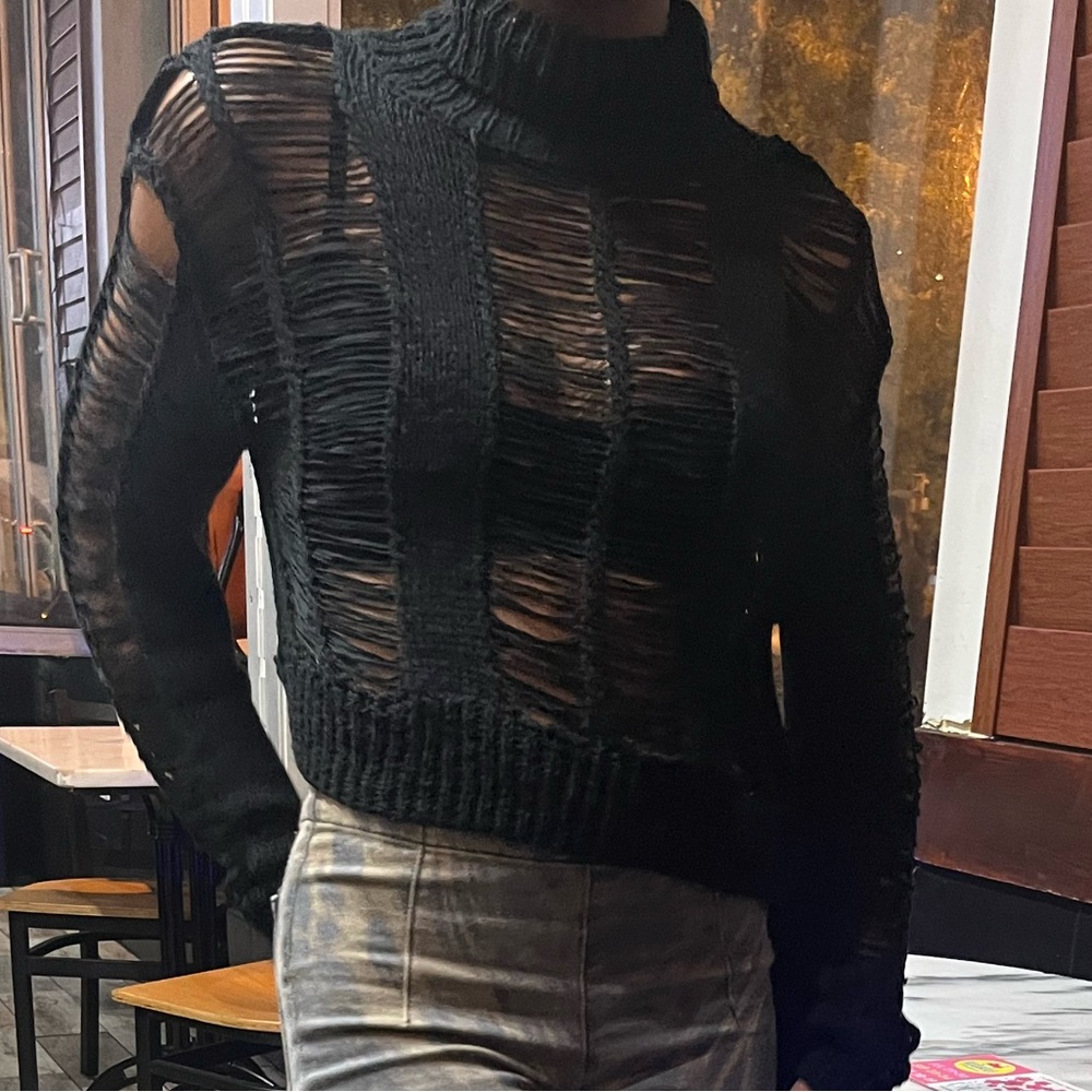 IAMGIA Black Distressed Sweater